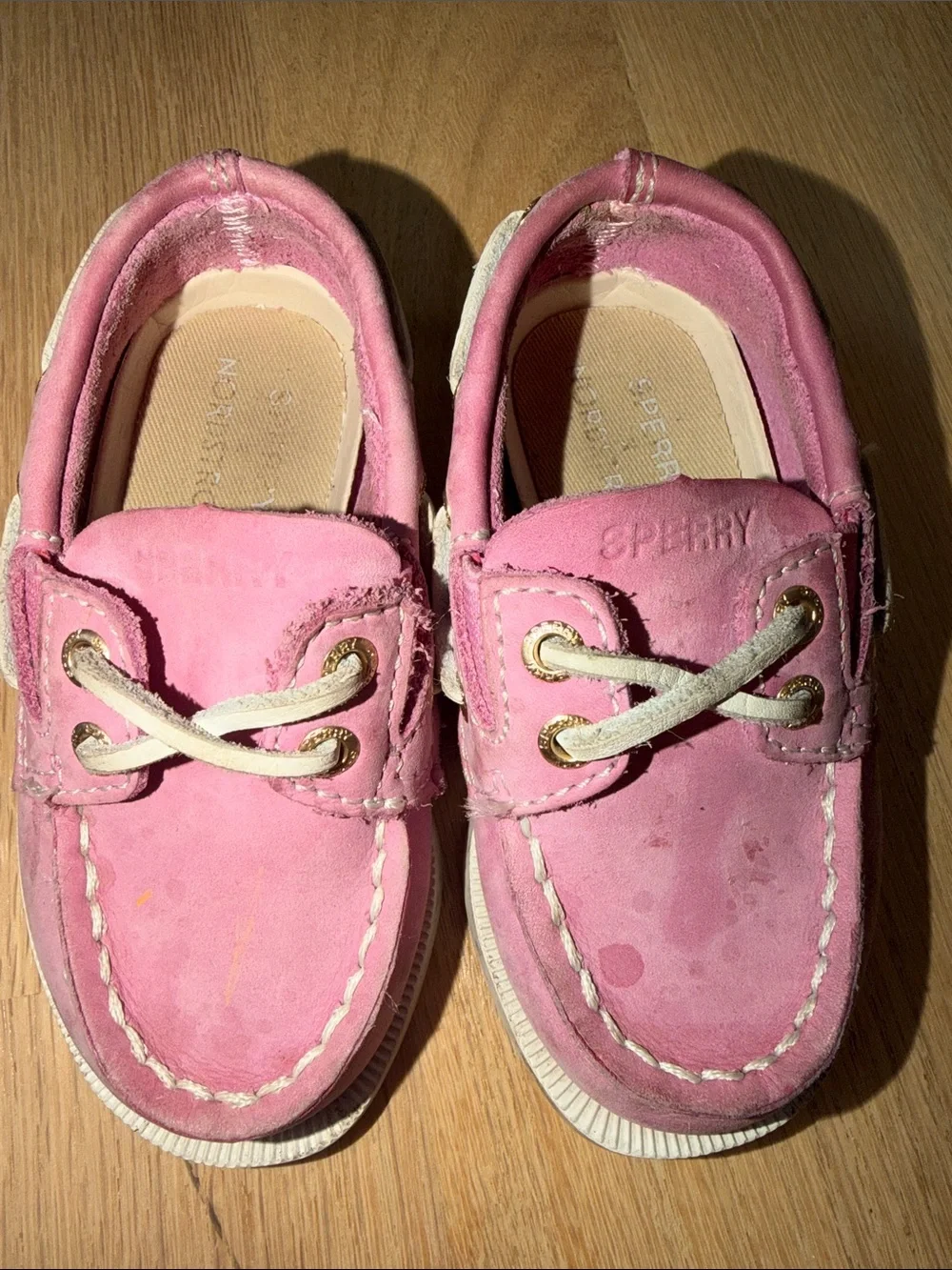 Sperry Pink Kids Moccasin Boat Shoes with White Laces